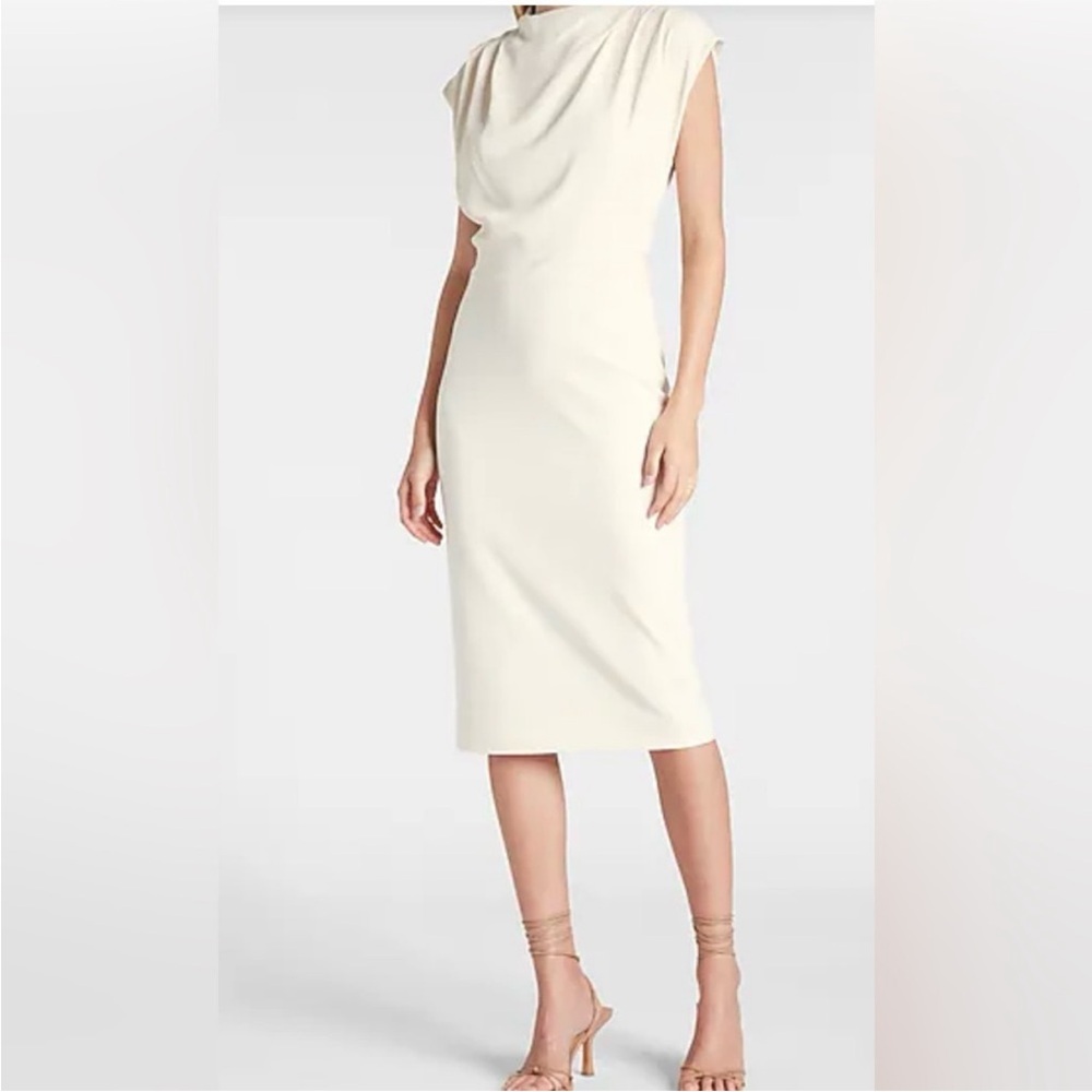 Express Elegant Cream Midi Dress